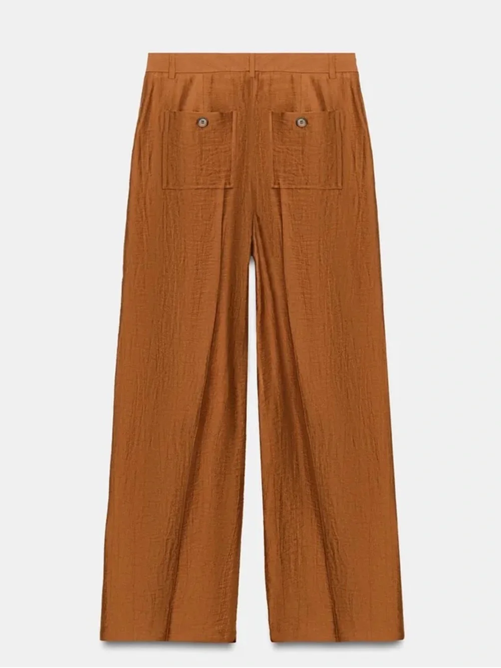 Zara Wide-Leg Paperbag Trousers/ pants Linen blended  in Warm Rust. POP